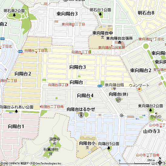向陽台支店（明石台支店内にて営業）付近の地図